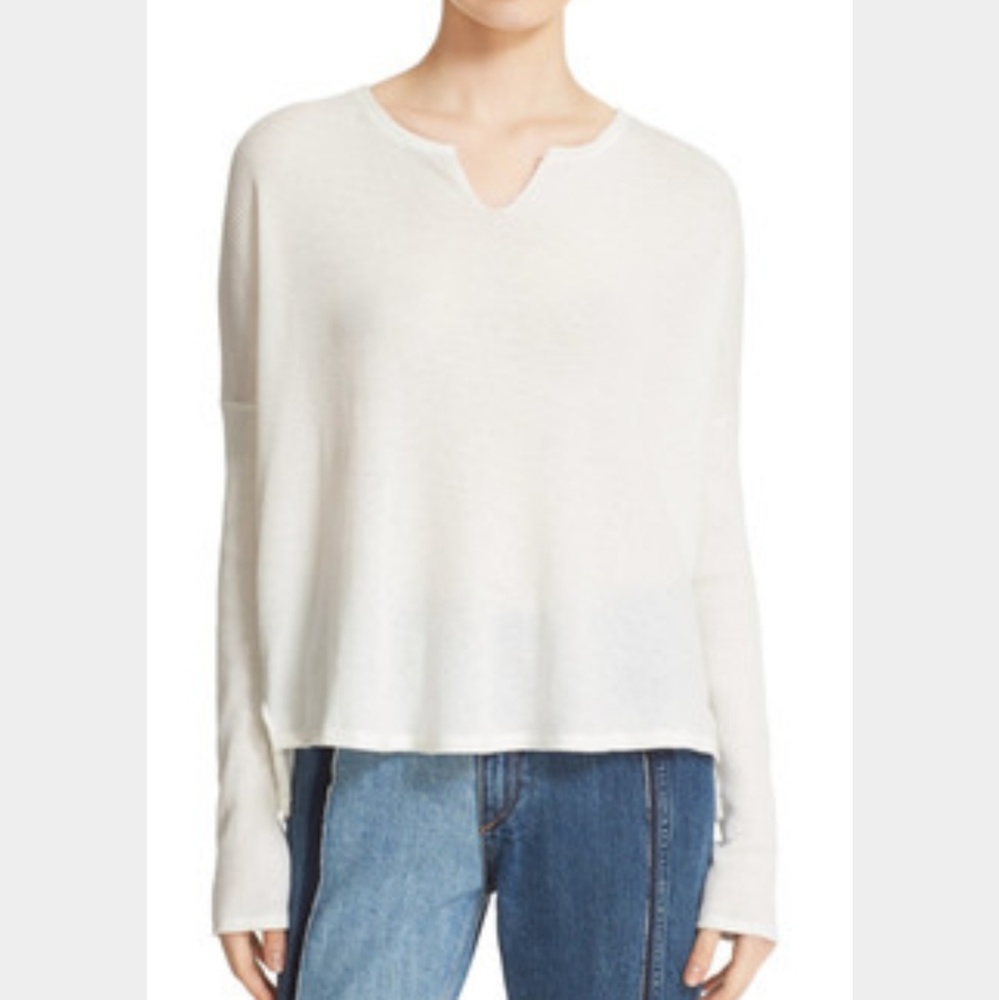 Rag & Bone Jean Sierra Waffle Split Tee Ivory